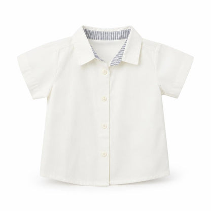 Front view of baby rose Baby White Basic Button-Up, size 9-12, Months