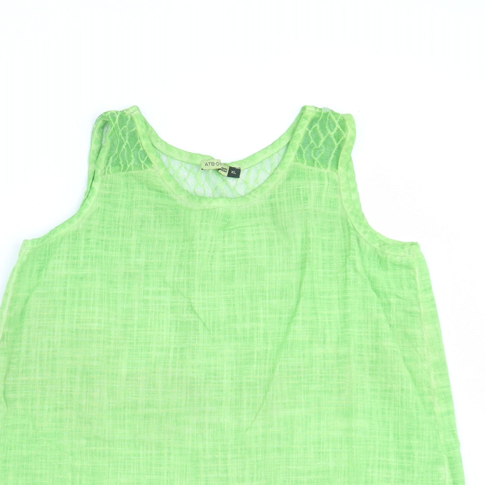 ATB-D Collection Womens Green   Basic Blouse Size XL  - Floral Hem