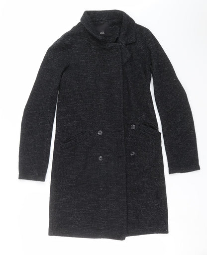 Womens UK Size 8 River Island Black Overcoat