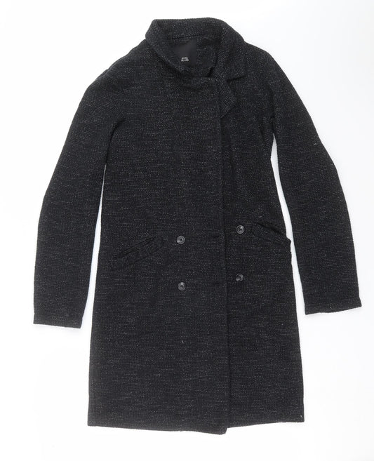 Womens UK Size 8 River Island Black Overcoat