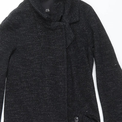 Womens UK Size 8 River Island Black Overcoat