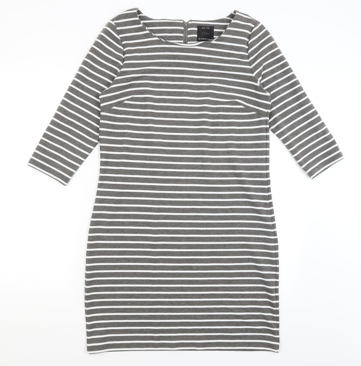 Only Womens Grey Striped  T-Shirt Dress  Size M