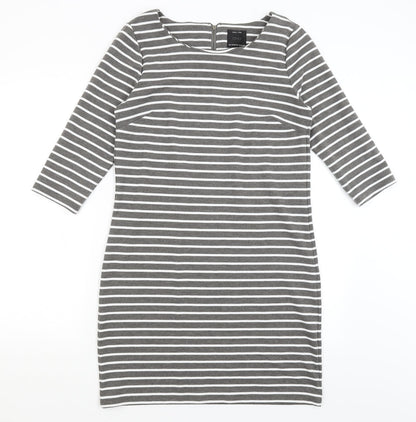 Only Womens Grey Striped  T-Shirt Dress  Size M