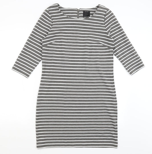 Only Womens Grey Striped  T-Shirt Dress  Size M