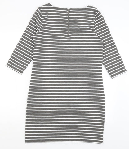 Only Womens Grey Striped  T-Shirt Dress  Size M