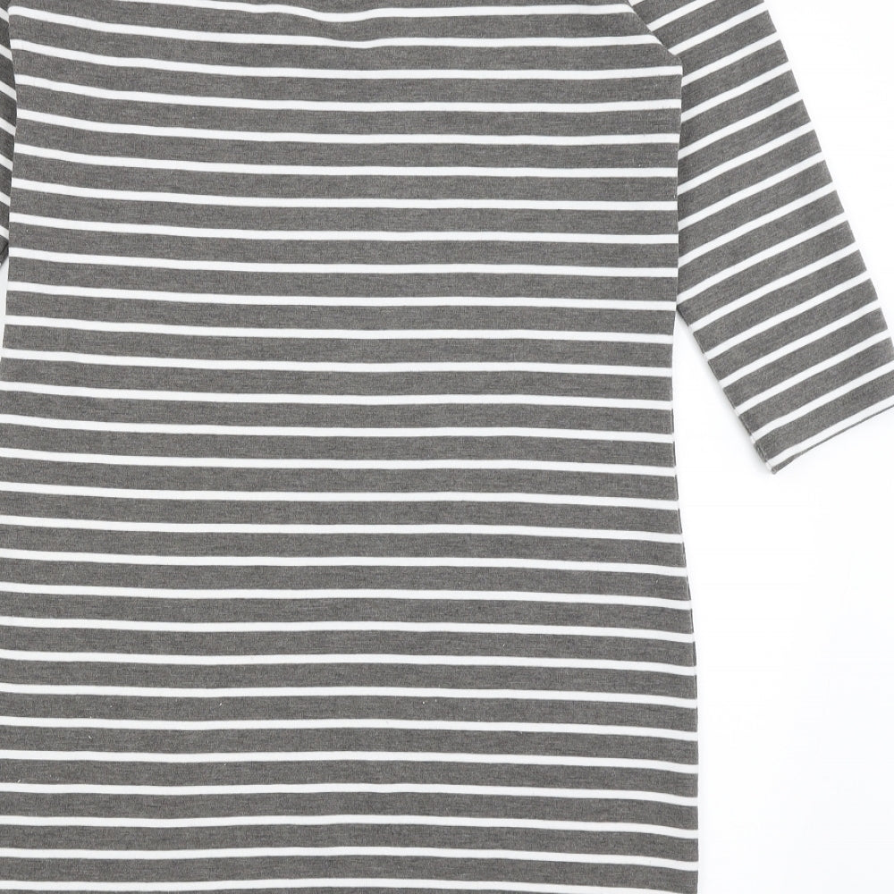 Only Womens Grey Striped  T-Shirt Dress  Size M