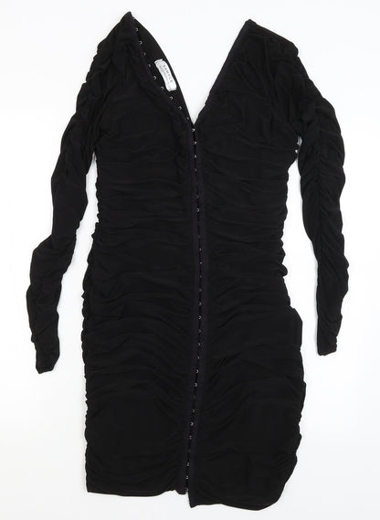 Additional front view of Sample women’s black bodycon, size S