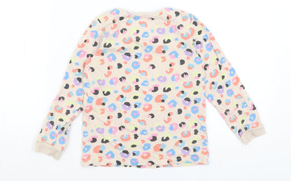 M&S Girls Beige Animal Print  Basic T-Shirt Size 5-6 Years