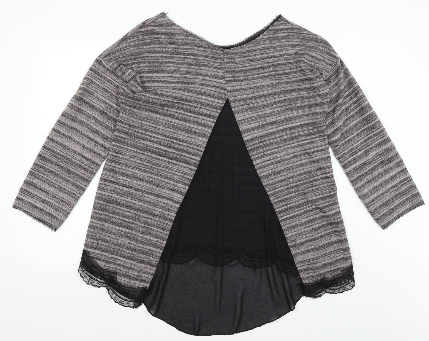 Carla Gianni Womens Purple Striped  Basic T-Shirt Size XL