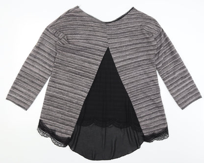 Carla Gianni Womens Purple Striped  Basic T-Shirt Size XL