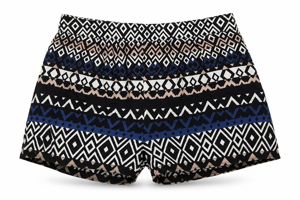 Front view of @Republic women’s black geometric hot pants shorts, size M