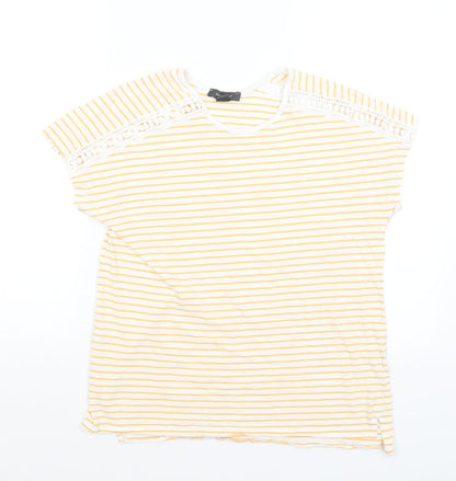 Primark Womens White Striped  Basic T-Shirt Size S