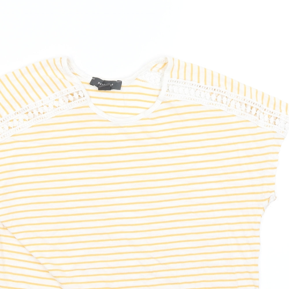 Primark Womens White Striped  Basic T-Shirt Size S