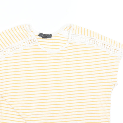 Primark Womens White Striped  Basic T-Shirt Size S