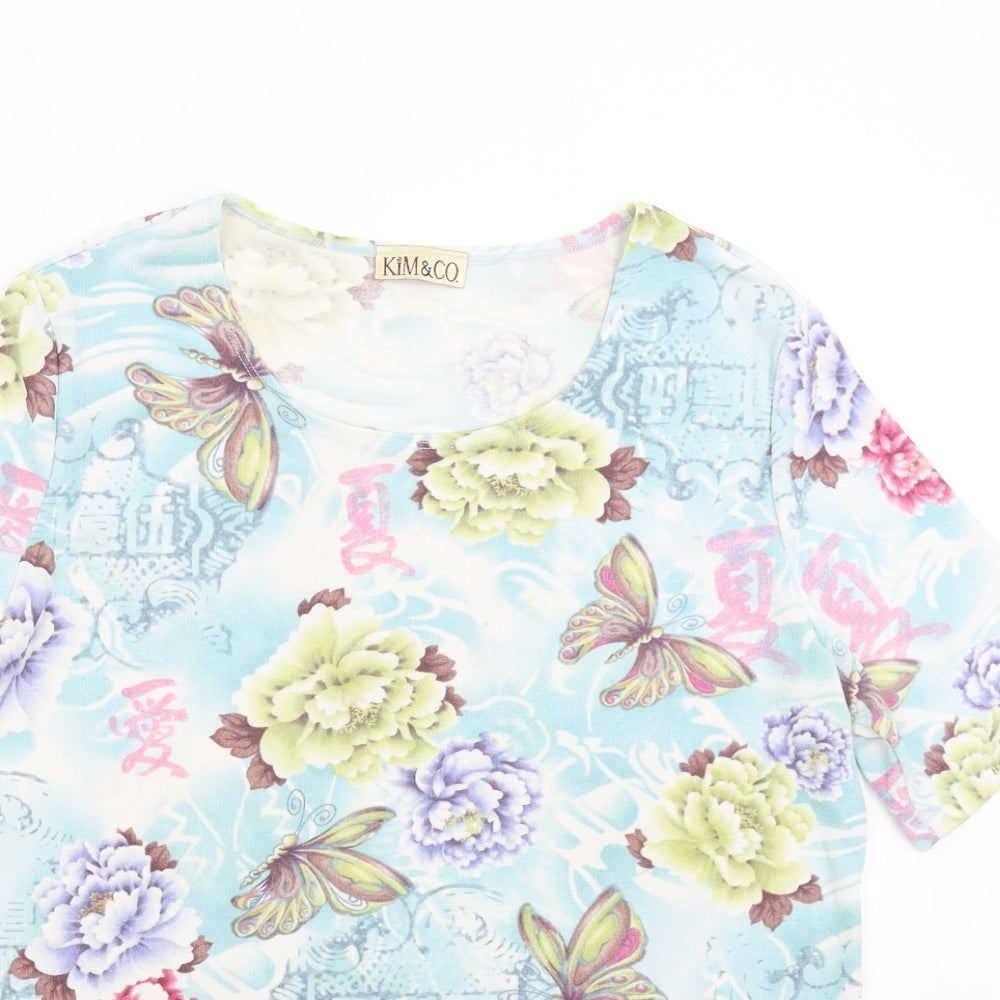 Close-up detail of Kin & Co women’s multicoloured floral basic blouse, size L