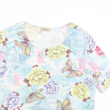 Close-up detail of Kin & Co women’s multicoloured floral basic blouse, size L