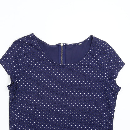 Womens UK Size M Preworn Blue Basic T-Shirt