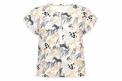 Front view of Dream & Lounge women’s multicoloured solid top pyjama top, size M, - safari print