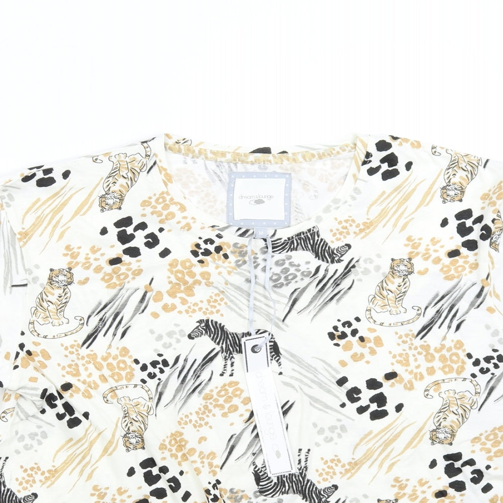 Close-up detail of Dream & Lounge women’s multicoloured solid top pyjama top, size M, - safari print
