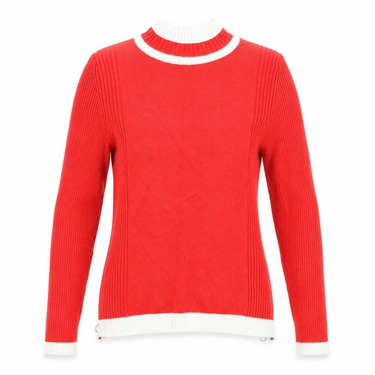 Front view of Marks & Spencer women’s red knit jumper, size UK 12