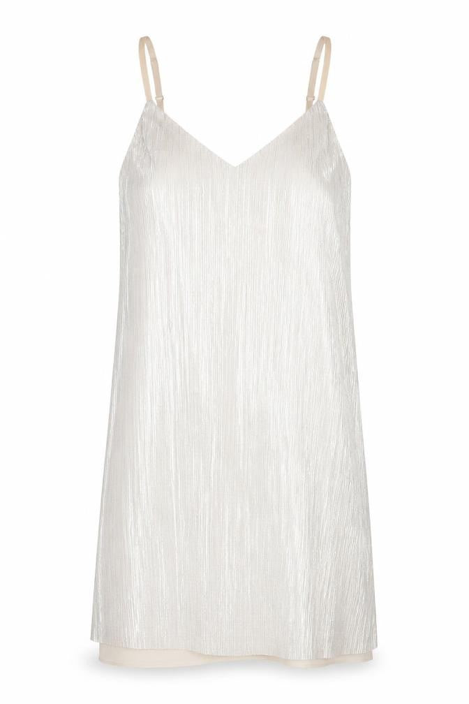 Front view of George women’s gold slip dress, size UK 8