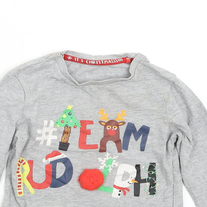 TU Baby Grey   Basic T-Shirt Size 3-6 Months  - Christmas Rudolph