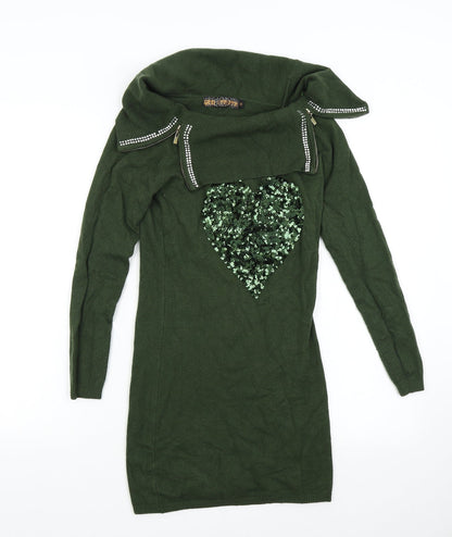 Red London Womens Green   Jumper Dress  Size S  - Heart