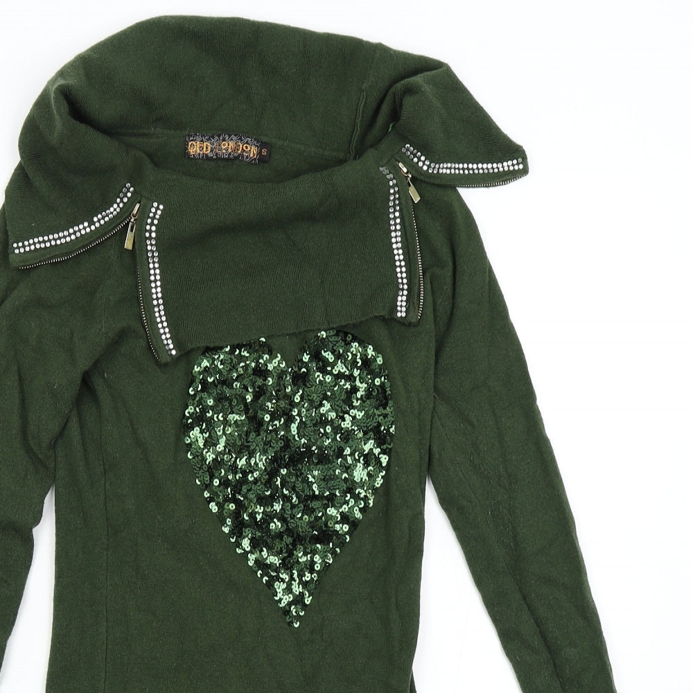 Red London Womens Green   Jumper Dress  Size S  - Heart