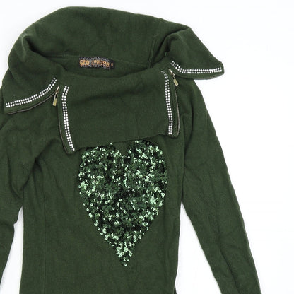 Red London Womens Green   Jumper Dress  Size S  - Heart