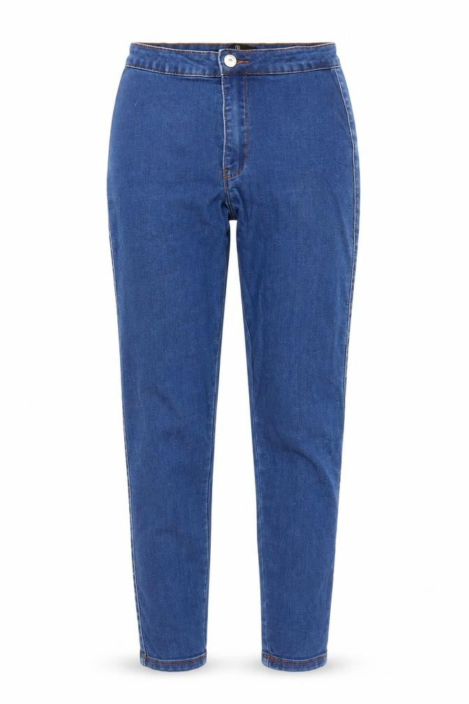 Front view of Missguided women’s blue denim jegging jeans, size UK 8, 27-inch leg