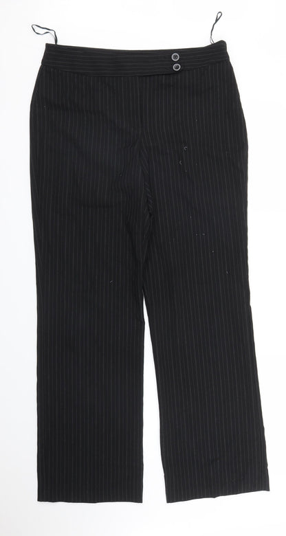 George Womens Black Striped  Trousers  Size 12 L29 in