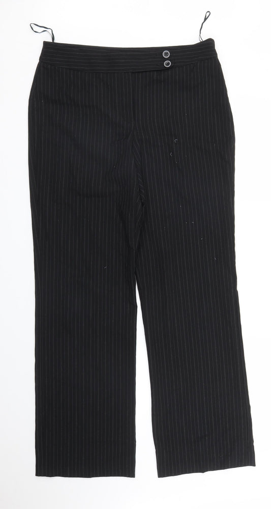 George Womens Black Striped  Trousers  Size 12 L29 in