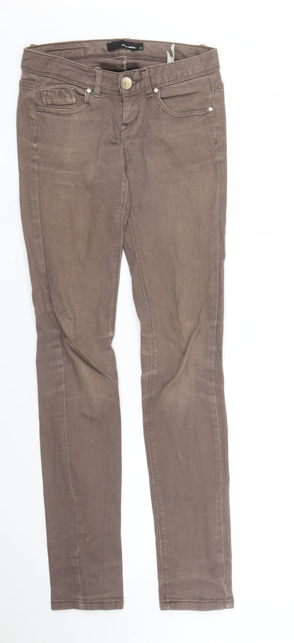 Womens UK Size 4 TALLY WEiJL Regular Fit Skinny Brown Jeans