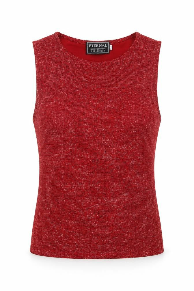Front view of Eternal women’s red basic blouse, size UK 12