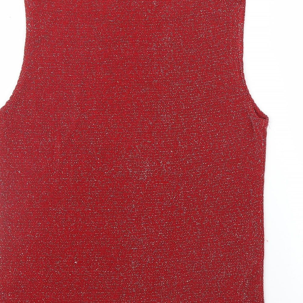 Brand and care label for Eternal women’s red basic blouse, size UK 12