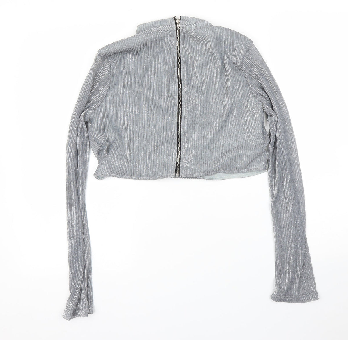 Back view of Love Other Things women’s silver basic blouse, size S