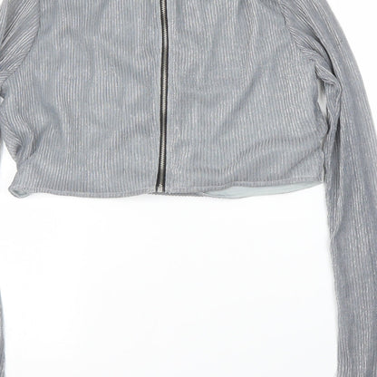Brand and care label for Love Other Things women’s silver basic blouse, size S
