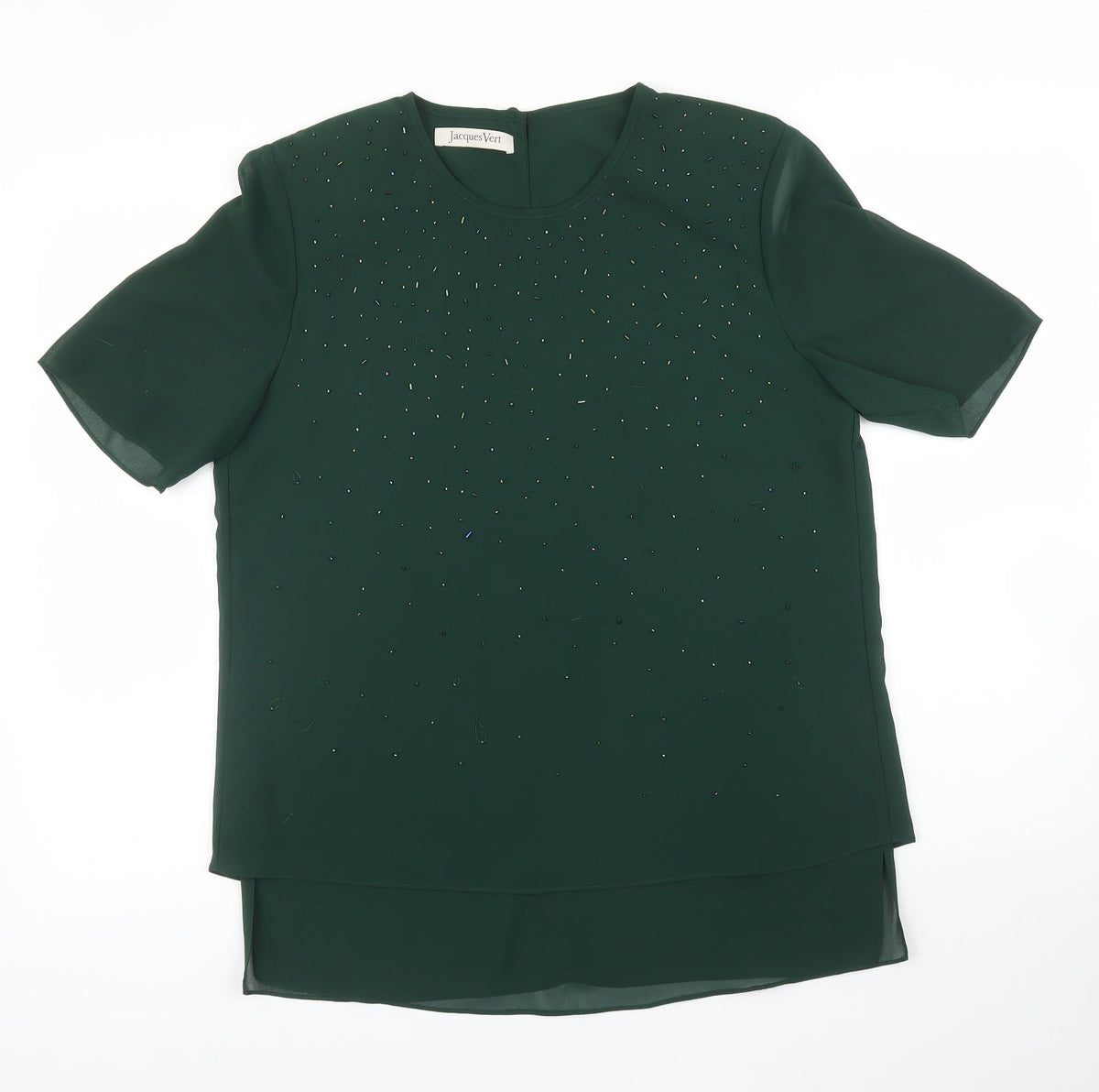 Additional front view of Jacqes Vert women’s green basic blouse, size UK 10