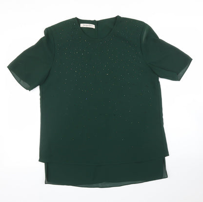 Additional front view of Jacqes Vert women’s green basic blouse, size UK 10