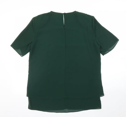 Back view of Jacqes Vert women’s green basic blouse, size UK 10