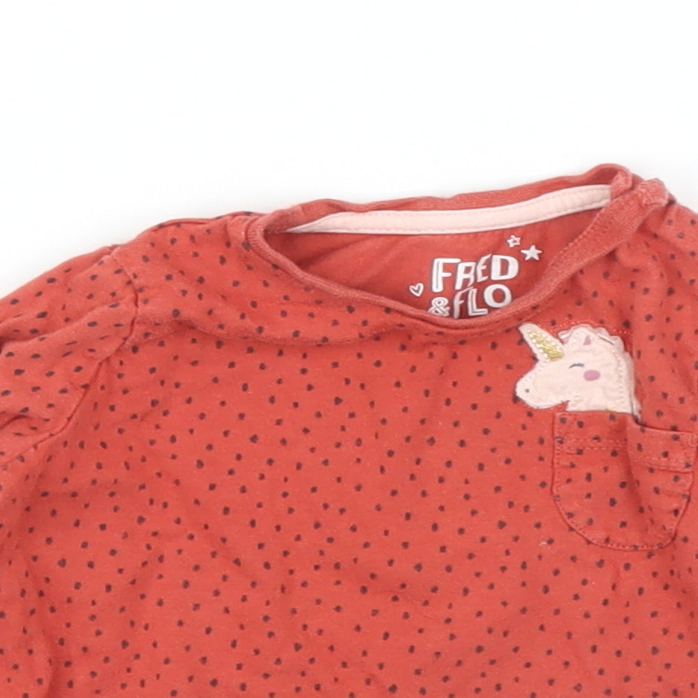 Close-up detail of F&F Baby Orange Basic T-Shirt, size 3-6, Months