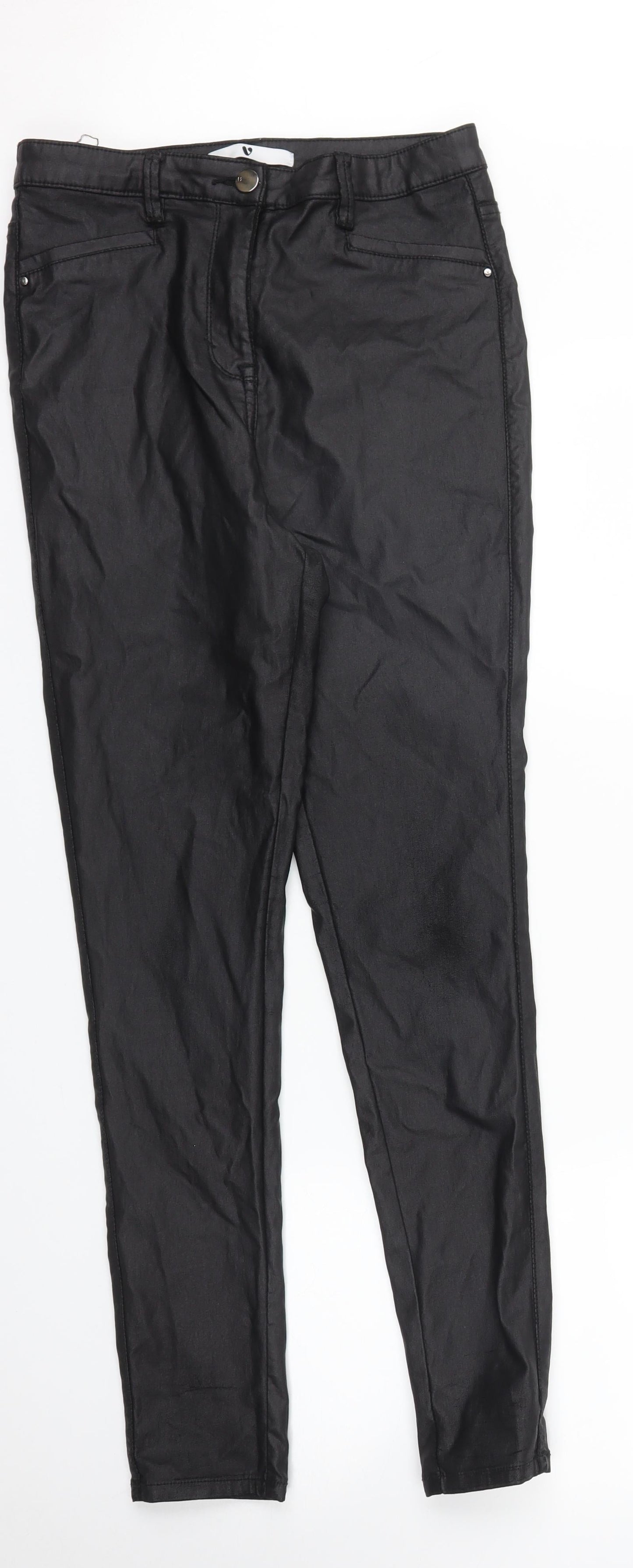 Womens UK Size 12 Very Regular Fit Carrot Black Trousers