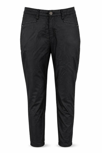 Front view of Very women’s black carrot trousers, size UK 12, 27-inch leg