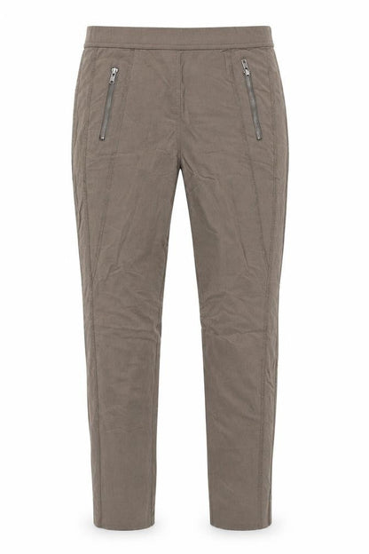 Front view of Mingel women’s brown trousers, size UK 10, 26-inch leg