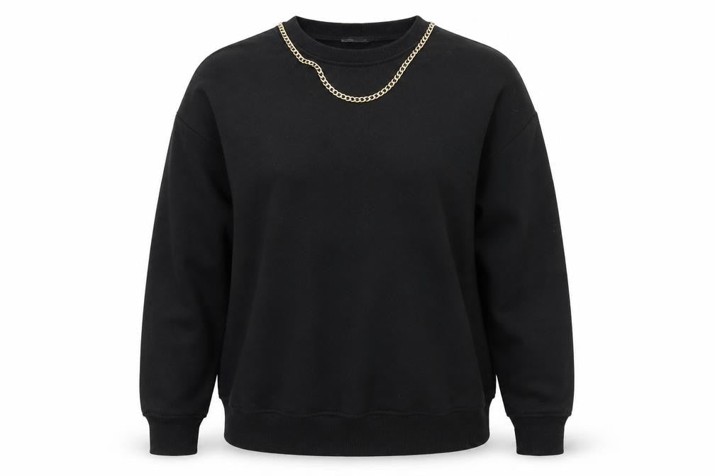 Front view of Primark women’s black pullover sweatshirt, size S