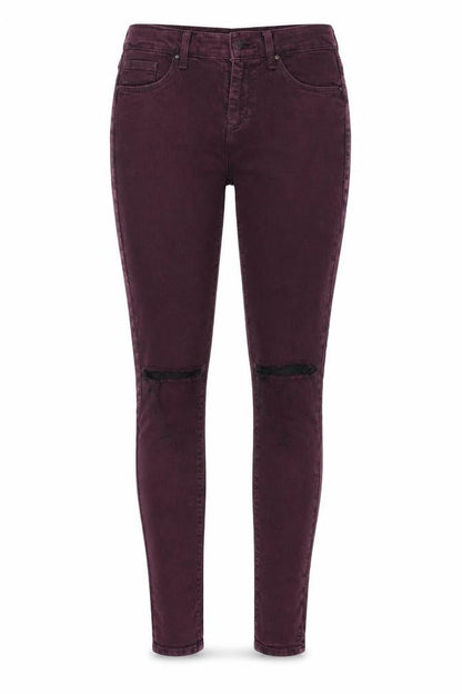 Front view of Topshop women’s purple skinny jeans, size UK 28, 32-inch leg