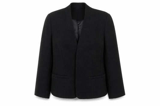 Front view of Bonmarché women’s black jacket blazer, size UK 10