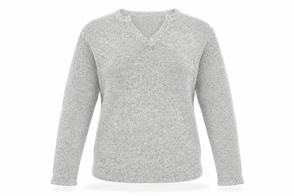 Front view of Classics Essentials women’s grey jumper, size UK 12