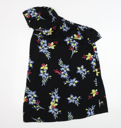 New Look  Womens Black Floral  A-Line  Size 12