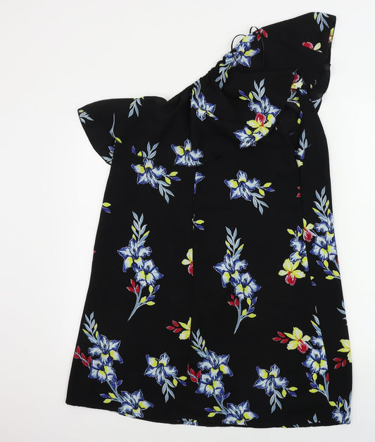 New Look  Womens Black Floral  A-Line  Size 12